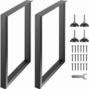VEVOR 7112MM Adjustable Furniture Legs Square Reinforced Steel Office Table legs Set of 2 for DIY Max Load 4536KG Heavy Duty Desk Legs Quick Instalation  Rich Accessories Legs Black