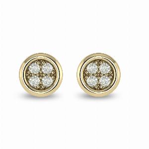 Bezel Set Cluster Diamond Stud Earrings 14 ct tw  10K Yellow Gold