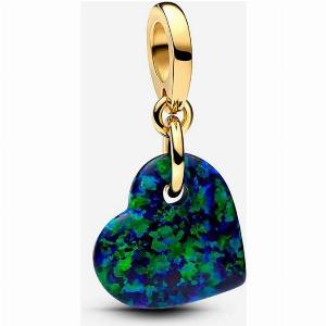 Pandora Opalescent Green Heart Dangle Charm