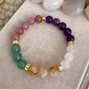 Bracelet élégant en pierre naturelle Bijoux en perles daméthyste et de citrine pour femmes