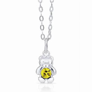 John Greed Signature Childrens Silver November Birthstone Crystal Bear Necklace For Women