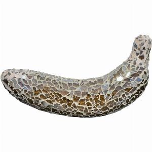 Clisson Decorative Mosaic Glass Banana Fruit In Brown