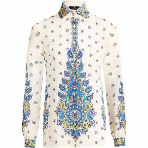 camicia in seta con stampa floreale