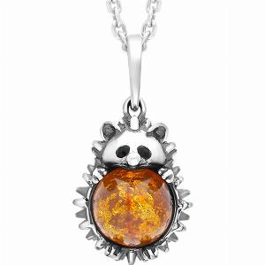 Large Hedgehog Necklace in Sterling Silver and Amber now 11951