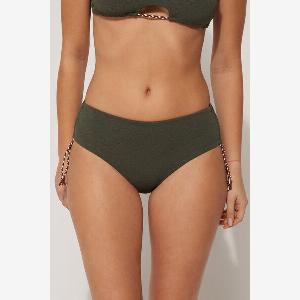 Tezenis Bas de bikini taille haute avec lacets Tiki Texture Femme Vert Taille S