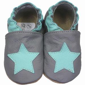 Dunkelgraue Lauflernschuhe mit mintfarbenem Sternenmuster