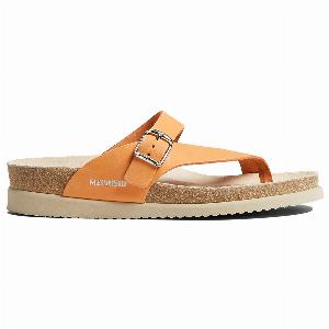 Mephisto Helen Leather Womens Toe Post Orange Sandals
