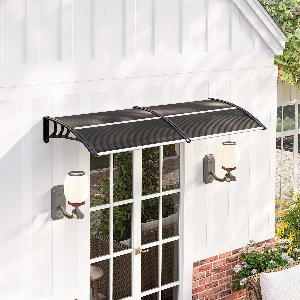 Outsunny Waterproof Door Canopy Awning Outdoor Window Rain Shelter Cover for FrontBack Door Porch Black 200 x 75cm   Aosom UK