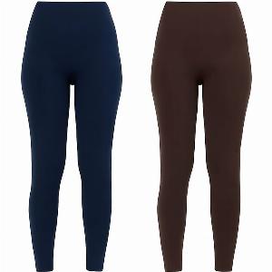 Emelia Pack Of 2 Fleece Lined Leggings Size S  Navy  Dark Brown