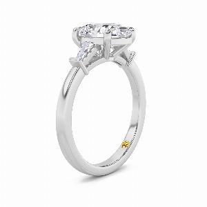Valentina Tapered Baguette Lab Grown Three Stone Oval Shaped Diamond Engagement Ring 10K White Gold 1 13 CT TW