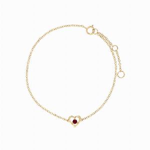 Enjoy a 13 discount on a classic round ruby heart bracelet in 9ct yellow gold