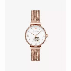 Emporio Armani AR60063 34mm Ladies Rose Gold OpenHeart Automatic Watch