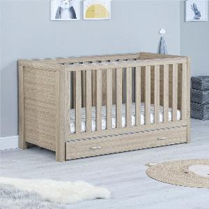 Babymore Luno 2 Piece Nursery Furniture Set with Drawer  Cot Bed with Drawer  Chest Changer