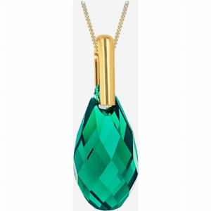 9ct Yellow Gold Green Crystal Dropper Necklace 1687120