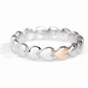 John Greed Signature Silver  Rose Gold Plated Heart Band Ring For Women