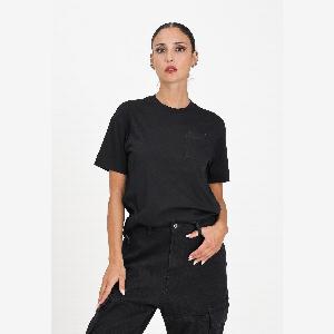 MARNI Tshirt a manica corta nera per donna ragazzi e bambini con taschino e logo