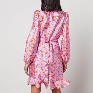 Cras Lindacras Printed SatinCrepe Wrap Dress  EU 34UK 8