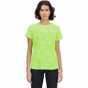 New Balance Q Speed Jacquard Kurzarm Lime Grün Damen Shirt Größe XS