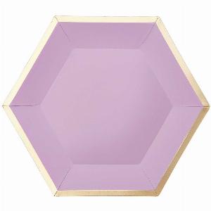 Pappteller Sechseck fliedergold 16x135cm 10 Stück