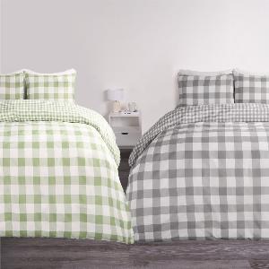 Enjoy 15 Discount on OHS Gingham Duvet Cover Set Sage Grey Double