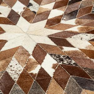 Get 43 Off Handmade Round Cowhide Rug  Brown  White Leather Carpet