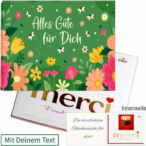 Persönliche Grußkarte mit Merci Alles Gute für Dich 250 g