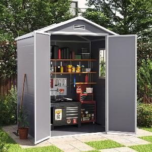 6x4ft Plastic Garden Storage Shed with Lockable Door Now 229 26 Off