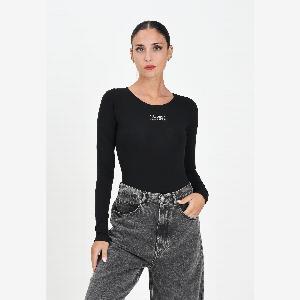 MAISON MARGIELA Body a maniche lunghe nero per donna e ragazze con logo