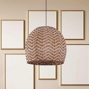 Elegant Woven Rattan Pendant Light with Wave Details