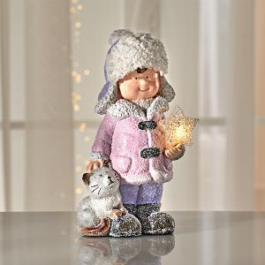 Weihnachtsdekofigur Winterkind mit LED Eldo