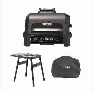 Ninja Woodfire Pro XL Electric BBQ Grill Smoker with Stand Cover