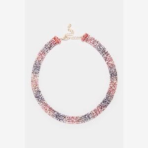 Collier Choker Doré À Strass Ombré Rose  Bleu