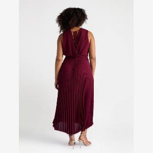Vestito plissé bordeaux Fiorella Rubino scollo a V taglia 41 ora 10320