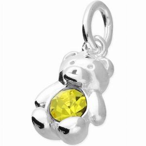 John Greed Signature Childrens Silver November Birthstone Crystal Bear Pendant Charm