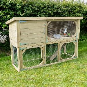 64 x 25 Forest Hedgerow Wooden 2Tier Rabbit Hutch 194m x 074m