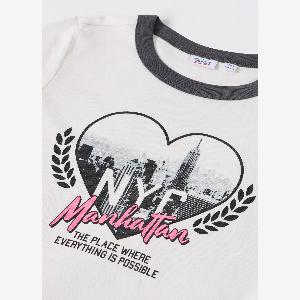 Blukids Tshirt In Puro Cotone Ragazza Bambina Bianco gesso Taglia 1011