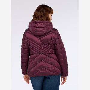 Fiorella Rubino Piumino trapuntato disegno chevron con cappuccio Donna Bordeaux Taglia 43 52 IT
