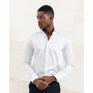 White Sateen Shirt with Blue Savanna Details XXXL Now 63 Was 105