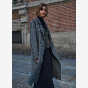 Offerta 50% di sconto su cappotto lungo doppiopetto grigio Stefanel XS 8053145294331