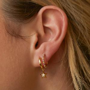 Estella Bartlett Cubic Zirconia Star GoldTone Hoop Earrings