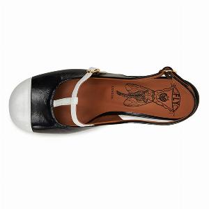Fly London SOLN083FLY Nappalak Leather Womens Heels Sandals  Offwhite Black  SizeUS 665 Women