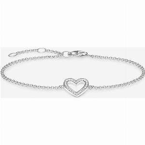 THOMAS SABO Sterling Silver Cubic Zirconia Openwork Heart Bracelet A155305114L195V