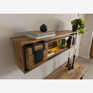 Étagère murale en bois de Manguier  Bois de récupération 130x25x35 naturel laqué RAILWAY LUX 152