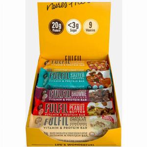 Vitamin  Protein Bar Mix Box Salted Caramel and White Chocolate Peanut Caramel  Fulfil Nutrition  Caramel noir salé et chocolat blanc cacahuètes et caramel  550 grammes 10 barres