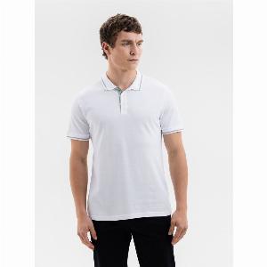 White Pique Polo with Laurel Leaves Accents XXXL
