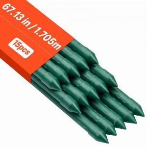 VEVOR Garden Stakes 15 Pack 1705 mm Plastic Coated Metal Tomato Stakes Garden Sticks for Plants Support with Pointed End and NonSlip Bumps for Growing Climbing Plants Outdoor Vegetables