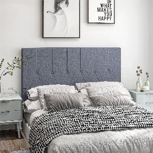 HOMCOM Testiera Letto Matrimoniale Trapuntata a Bottoni con 2 Ganci in Tessuto Effetto Lino 160x7x120 cm Grigia