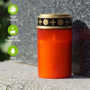 LED Grave Candle Light with Realistic Flickering Flame Effect  Red