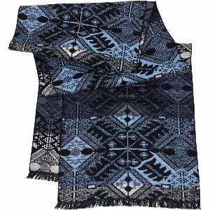 Schal Seidenflanell Ornamente schwarz grau blau