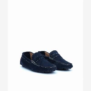 Mocassin cuir daim bleu pour homme
